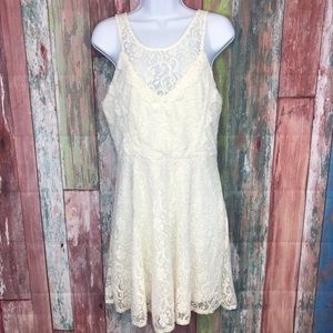 Laced off white Skater Dress